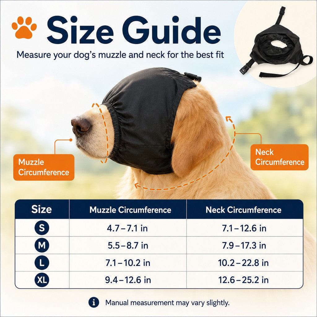 Ortekor Dog Calming Mask for Car Rides, Grooming & Vet Visits - Adjustable Visual Comfort Hood