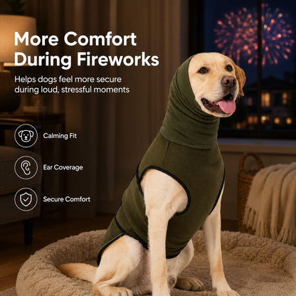 Ortekor Dog Calming Shirt for Fireworks & Thunderstorms - Anxiety Relief Wrap with Ear-Covering Hood for Vet Visits, Travel & Night Walks