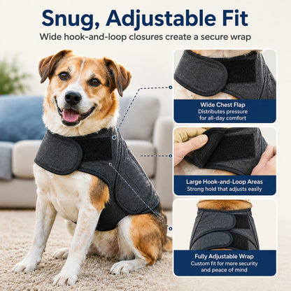 Ortekor Dog Calming Vest for Travel & Vet Visits - Adjustable Comfort Wrap for Nervous Dogs