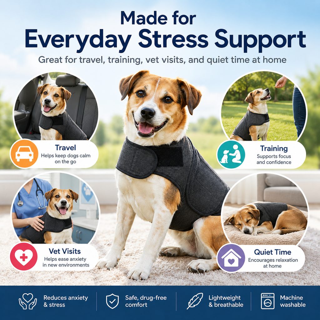 Ortekor Dog Calming Vest for Travel & Vet Visits - Adjustable Comfort Wrap for Nervous Dogs