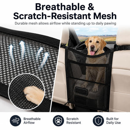 Ortekor Dog Car Barrier Mesh for Road Trips - Keep Pets in the Back Seat & Help Reduce Driver Distractions