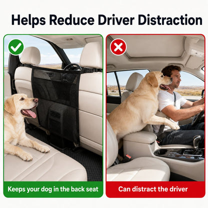Ortekor Dog Car Barrier Mesh for Road Trips - Keep Pets in the Back Seat & Help Reduce Driver Distractions