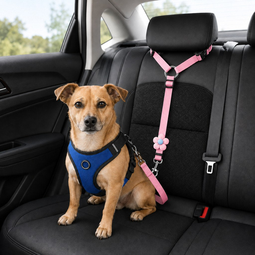 Ortekor Adjustable Dog Car Seat Belt for Back Seat Travel - Helps Keep Pets Secure & Reduce Driver Distraction