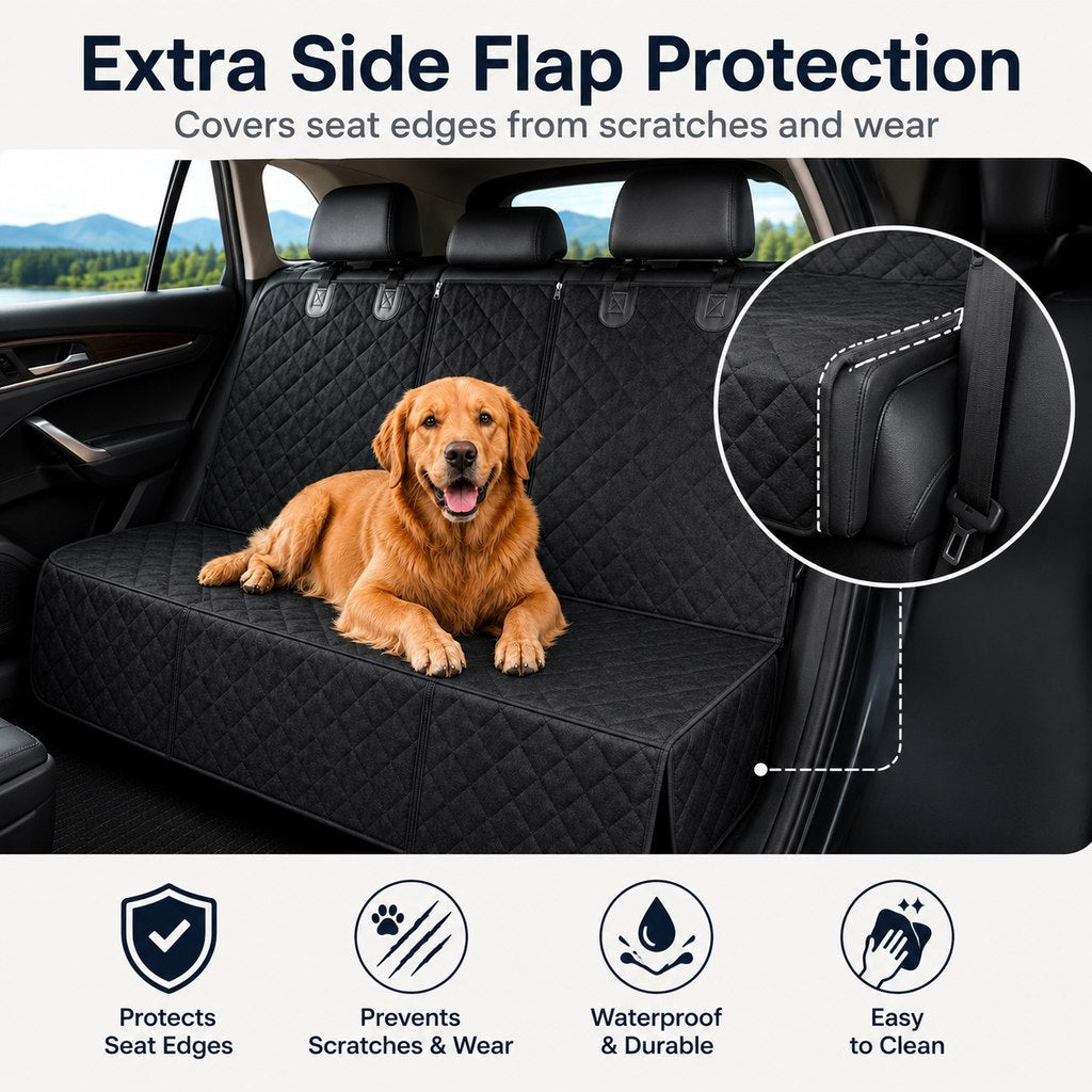Ortekor Waterproof Dog Car Back Seat Cover for Road Trips - Protects from Mud, Fur & Scratches
