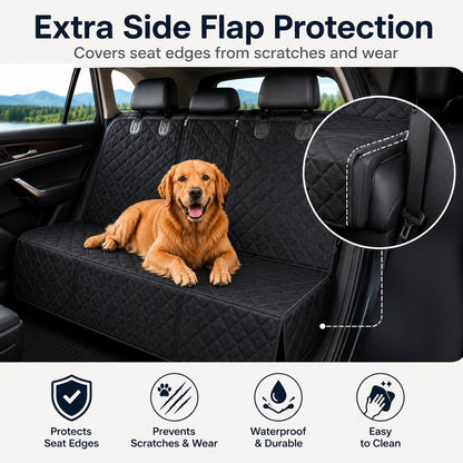 Ortekor Waterproof Dog Car Back Seat Cover for Road Trips - Protects from Mud, Fur & Scratches