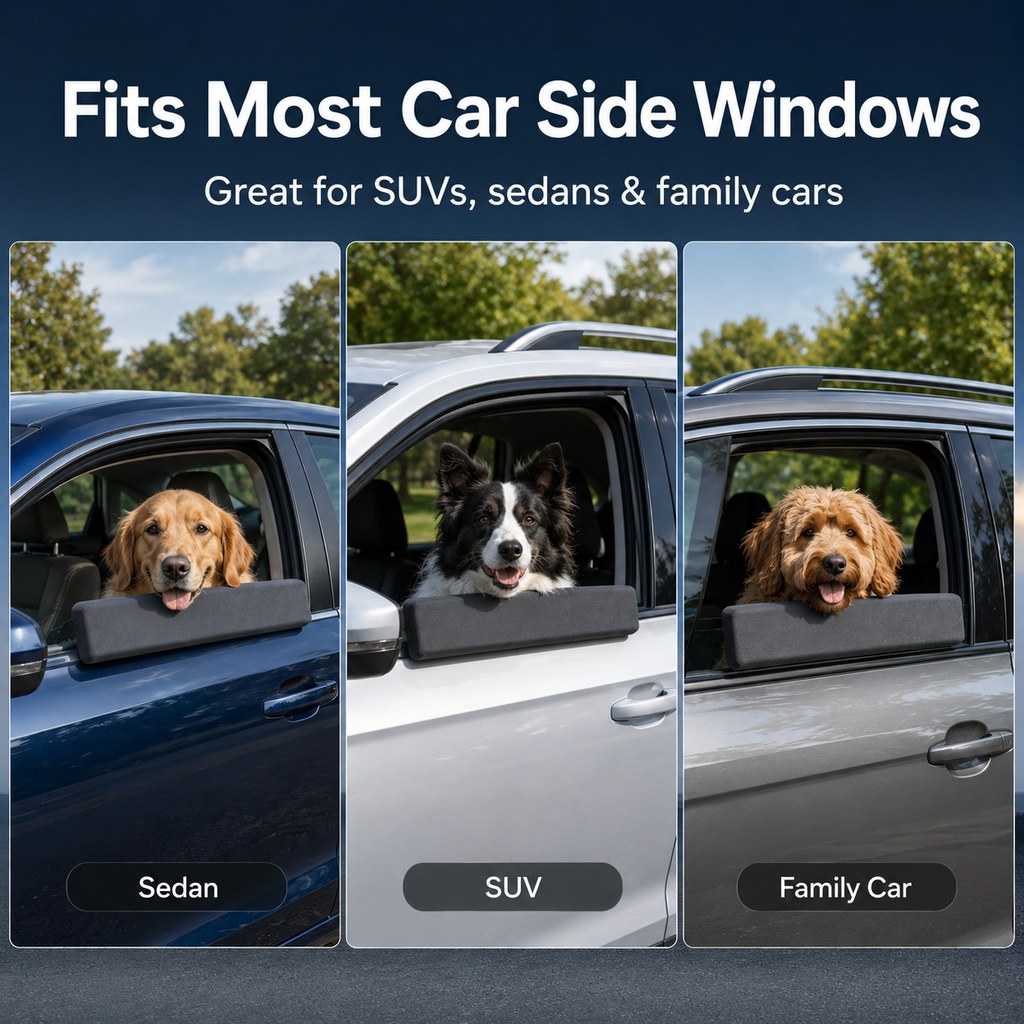 Ortekor Dog Car Window Chin Rest Cushion for Road Trips - Soft Window Edge Support for Dogs, Helps Protect Paws & Car Door Trim