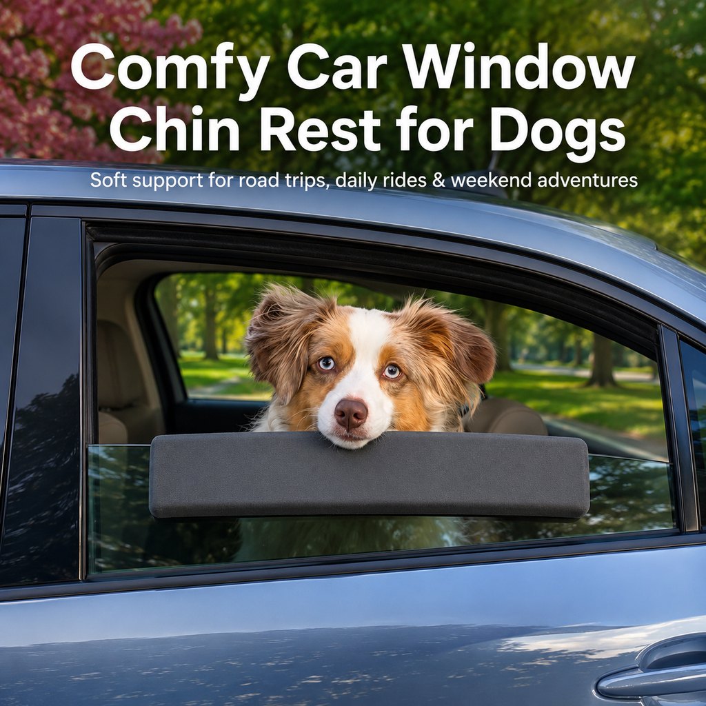 Ortekor Dog Car Window Chin Rest Cushion - Soft Door-Edge Pillow for Road Trips & Daily Rides