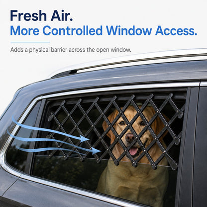 Ortekor Expandable Dog Car Window Guard for Car Rides - Adjustable Rear Window Barrier for Curious Dogs