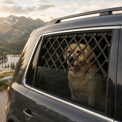 Ortekor Expandable Dog Car Window Guard for Car Rides - Adjustable Rear Window Barrier for Curious Dogs