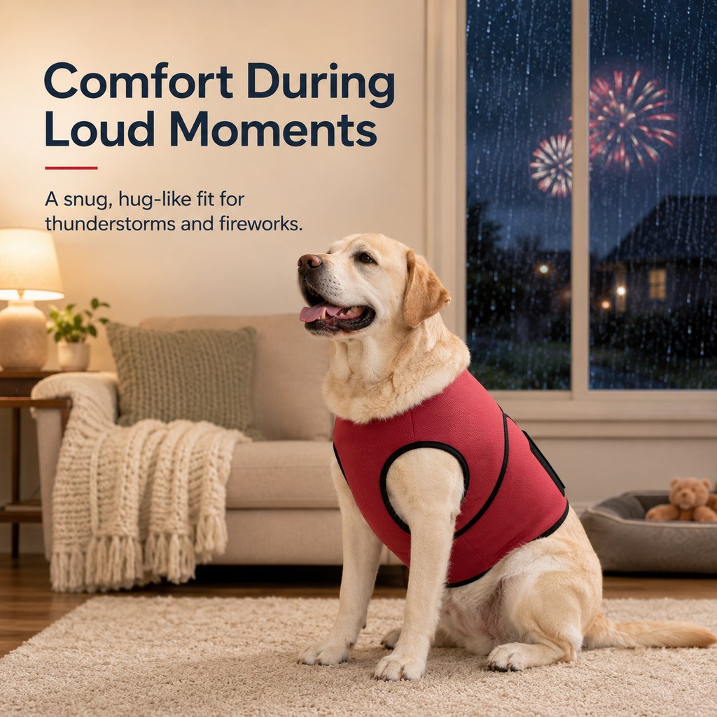 Ortekor Dog Comfort Wrap Vest for Thunderstorms, Fireworks & Travel - Adjustable Hug-Like Support for Nervous Dogs