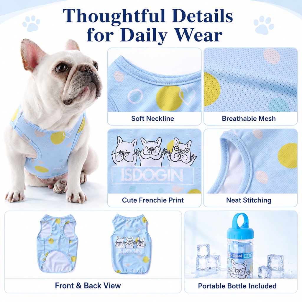 Ortekor French Bulldog Cooling Vest for Hot Summer Walks