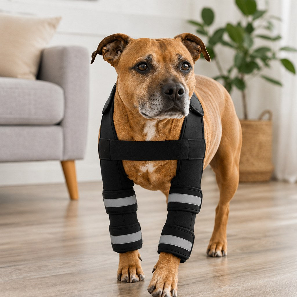 Ortekor Dog Double Front Leg Support Brace for Unsteady Walking - Chest Harness with Internal Metal Support Inserts
