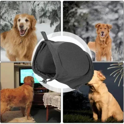 Adjustable Sound-Dampening Ear Covers for Dogs | Calming Hood for Anxious Pets During Fireworks & Storms | Lightweight Nylon Head Wrap