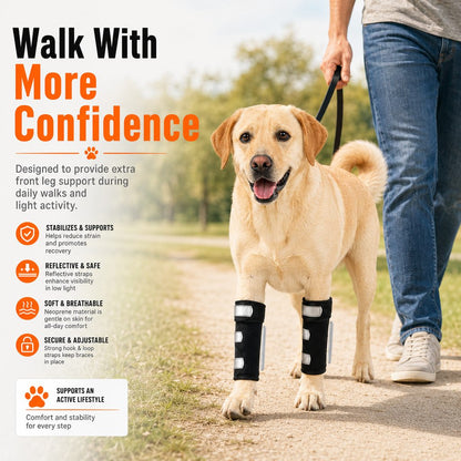 Ortekor Dog Front Leg Brace for Weak or Injured Legs - Adjustable Support for Stability, Recovery & Daily Walking Comfort