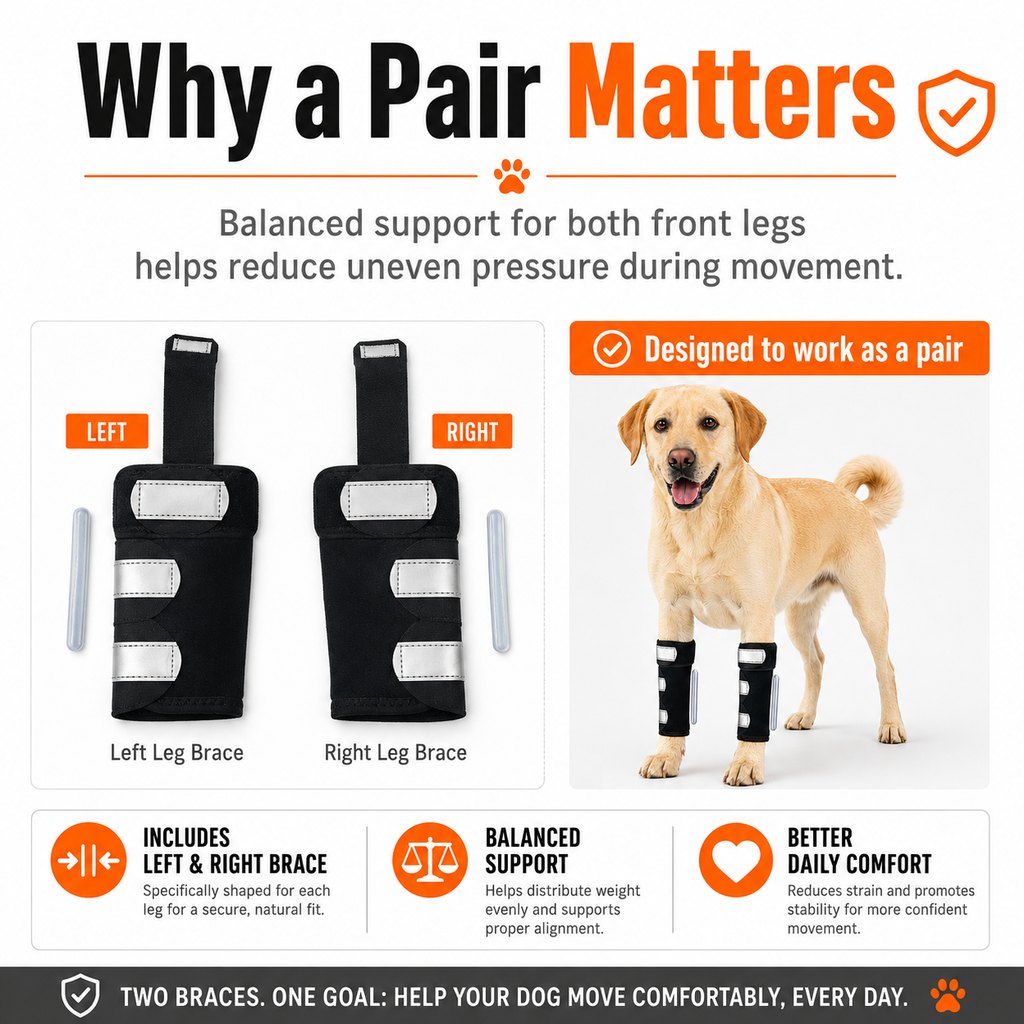 Ortekor Dog Front Leg Brace for Weak or Injured Legs - Adjustable Support for Stability, Recovery & Daily Walking Comfort