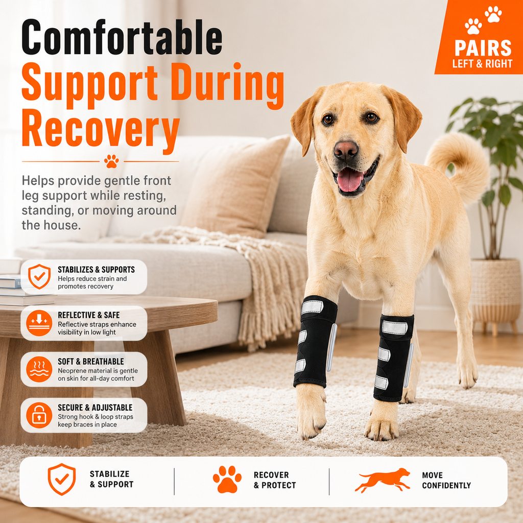Ortekor Dog Front Leg Brace for Weak or Injured Legs - Adjustable Support for Stability, Recovery & Daily Walking Comfort