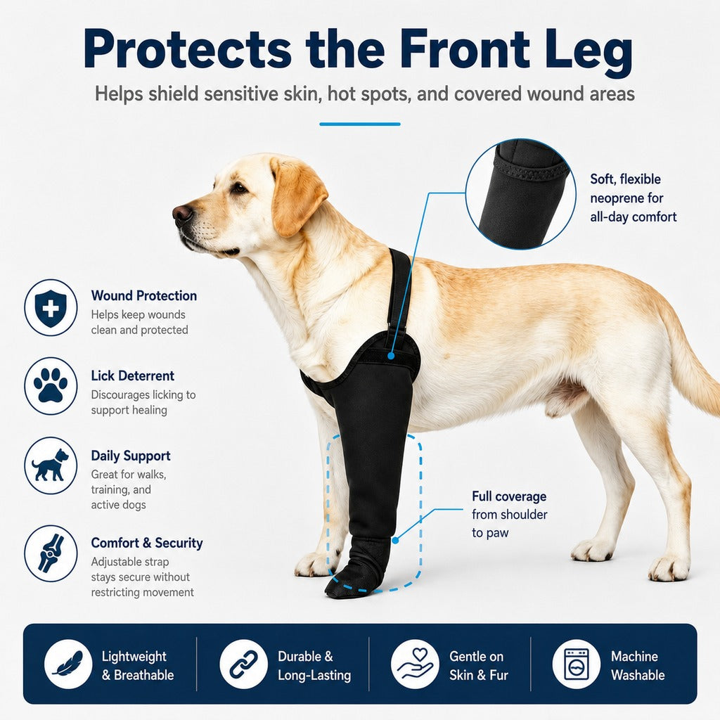Ortekor Dog Front Leg Protective Sleeve for Recovery & Walks - Helps Reduce Licking