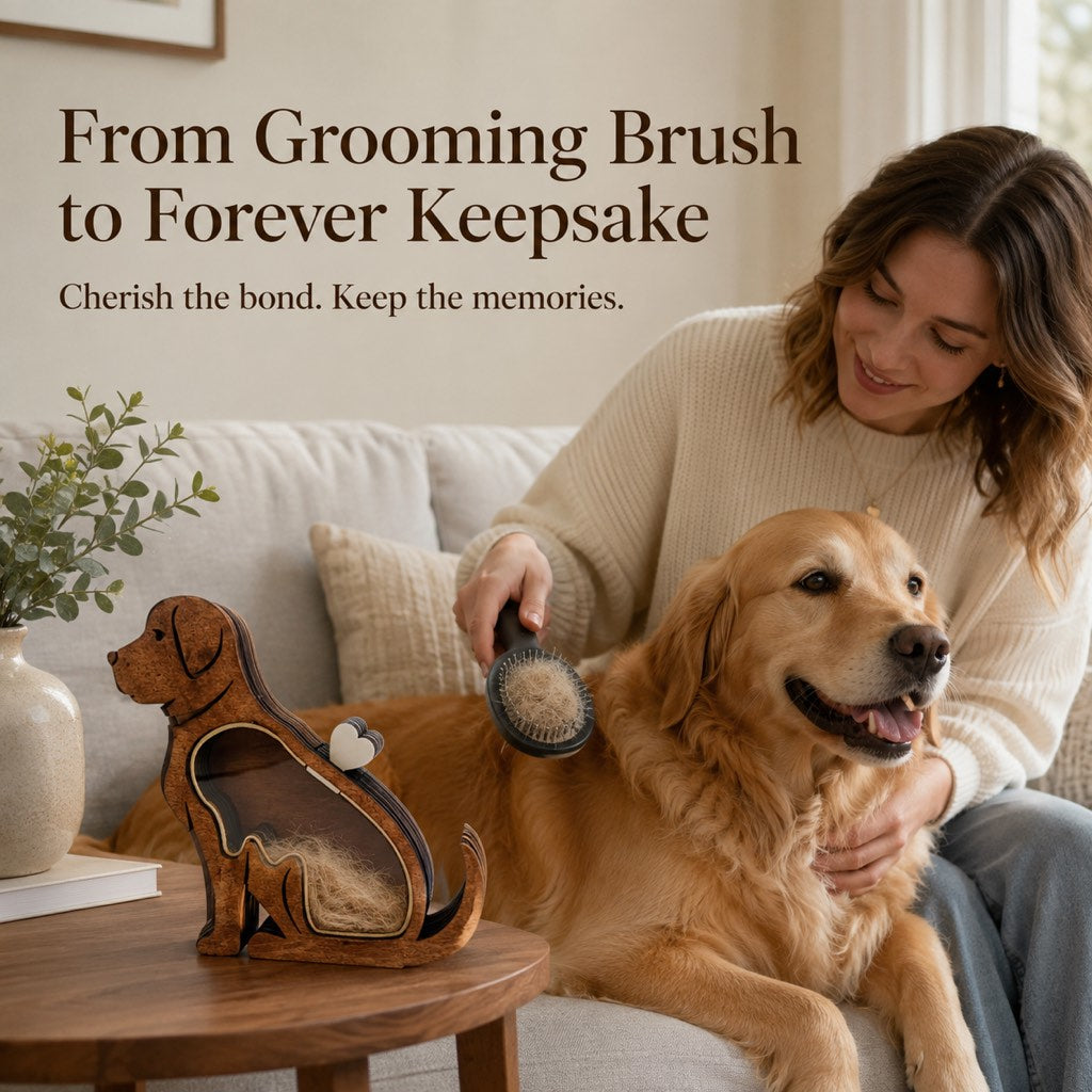 Ortekor Wooden Pet Fur Keepsake Box for Grooming Memories & Pet Loss - Display Their Fur Instead of Hiding It Away
