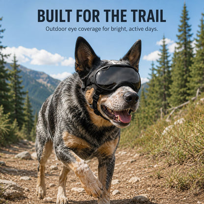 Ortekor Outdoor Dog Goggles for Hiking, Beach & Windy Rides - Smoke Lens Coverage for Dust, Sand & Debris