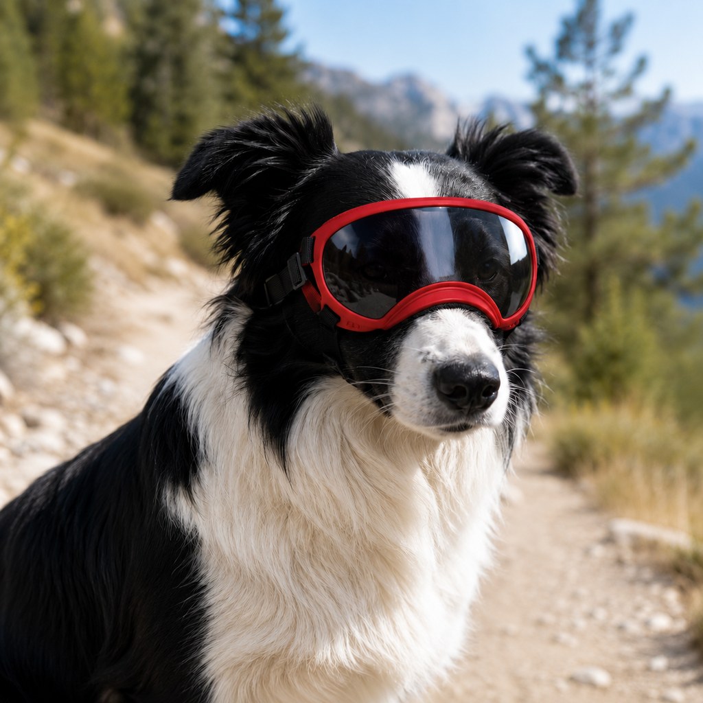 Ortekor Photochromic Dog Goggles for Hiking & Car Rides - Adjustable Wind, Dust & Debris Coverage