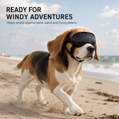 Ortekor Outdoor Dog Goggles for Hiking, Beach & Windy Rides - Smoke Lens Coverage for Dust, Sand & Debris