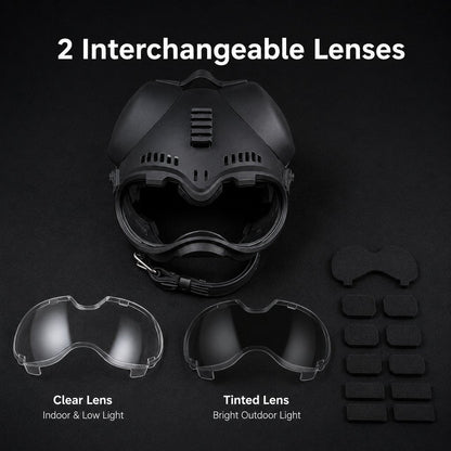 Ortekor K9 Tactical-Style Dog Helmet with Goggles for Hiking & Outdoor Training - Helps Shield Eyes from Wind, Dust & Trail Debris