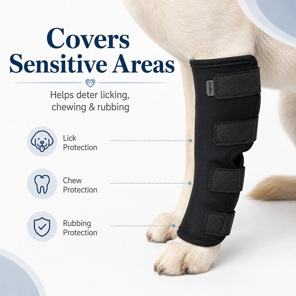 Ortekor Dog Leg Recovery Brace for Post-Surgery Care, Adjustable Rear Leg Support to Help Protect Against Licking & Chewing