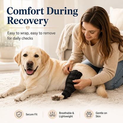 Ortekor Dog Leg Recovery Brace for Post-Surgery Care, Adjustable Rear Leg Support to Help Protect Against Licking & Chewing