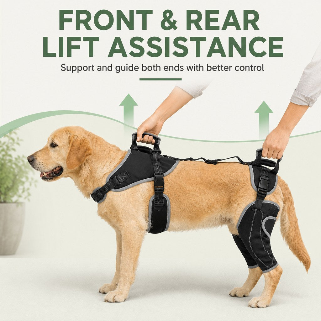 Ortekor Full-Body Dog Lift Harness with Dual Rear-Leg Support - Easier Standing, Stairs & Car Entry