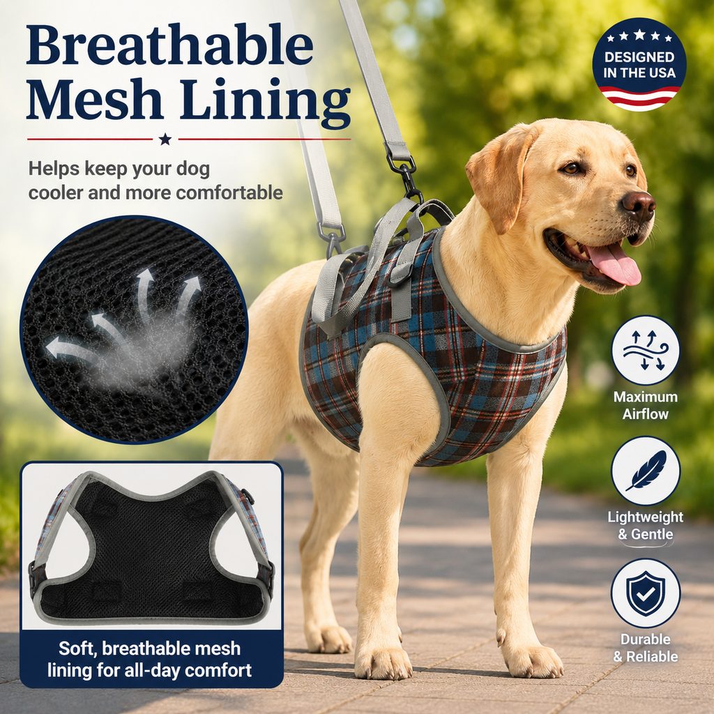 Ortekor Dog Mobility Support Harness for Stairs & Cars - Front or Rear Lift Assist for Weak Legs