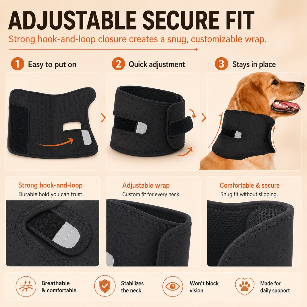 Ortekor Dog Neck Brace for Post-Surgery Recovery & Daily Neck Support - Soft Adjustable Collar for Comfortable Home Healing