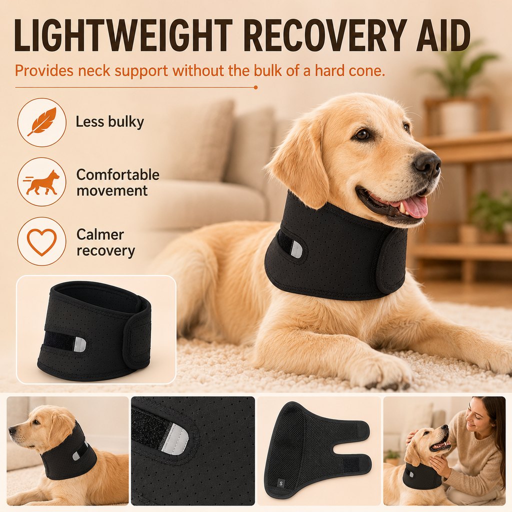 Ortekor Dog Neck Brace for Post-Surgery Recovery & Daily Neck Support - Soft Adjustable Collar for Comfortable Home Healing