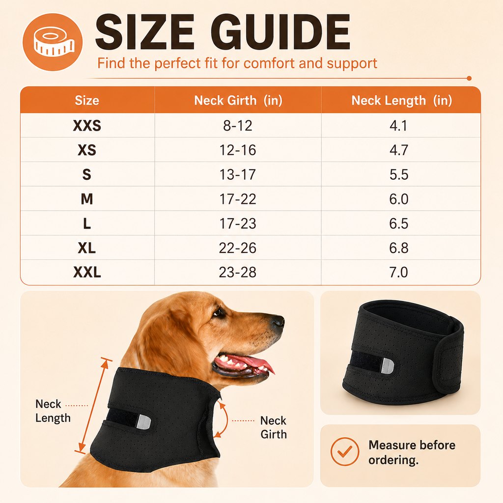 Ortekor Dog Neck Brace for Post-Surgery Recovery & Daily Neck Support - Soft Adjustable Collar for Comfortable Home Healing