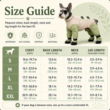 Ortekor Dog Outdoor Protection Suit – Keep Fur Cleaner from Grass, Dirt, Bugs & Wet Ground During Walks