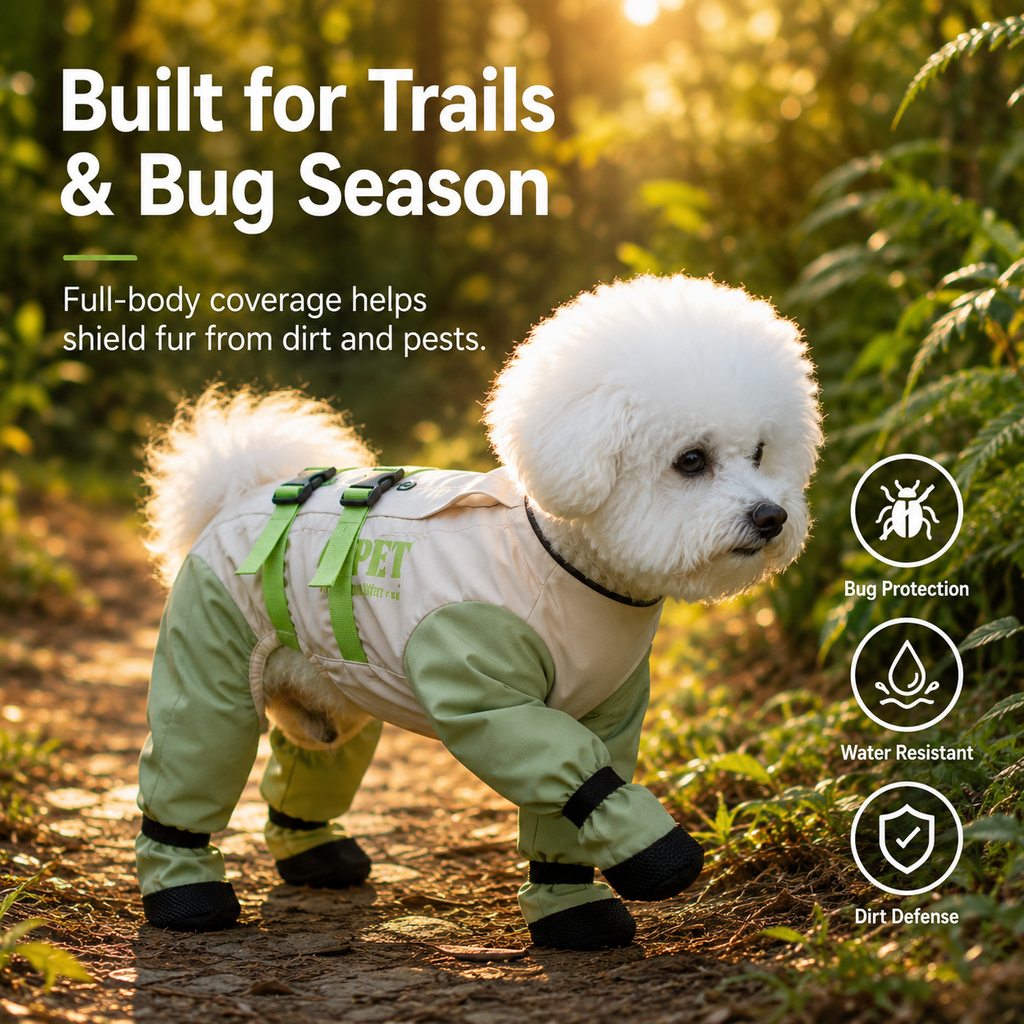 Ortekor Dog Outdoor Protection Suit – Keep Fur Cleaner from Grass, Dirt, Bugs & Wet Ground During Walks