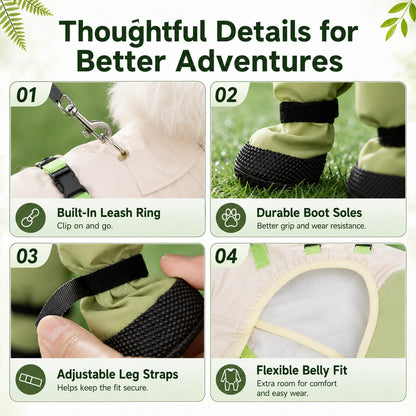 Ortekor Dog Outdoor Protection Suit – Keep Fur Cleaner from Grass, Dirt, Bugs & Wet Ground During Walks