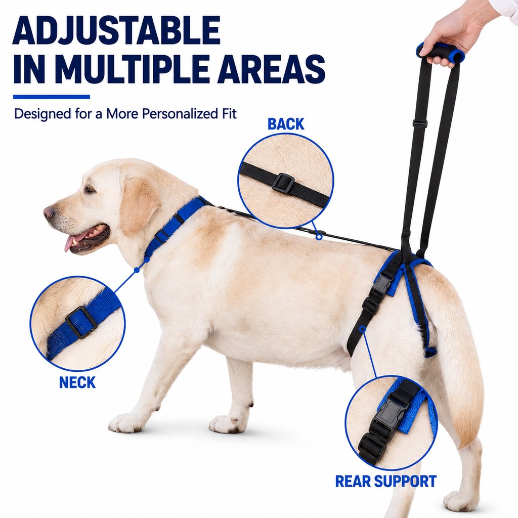 Ortekor Adjustable Dog Rear Lift Support Harness - Hind Leg Assistance for Stairs, Car Entry & Daily Walks