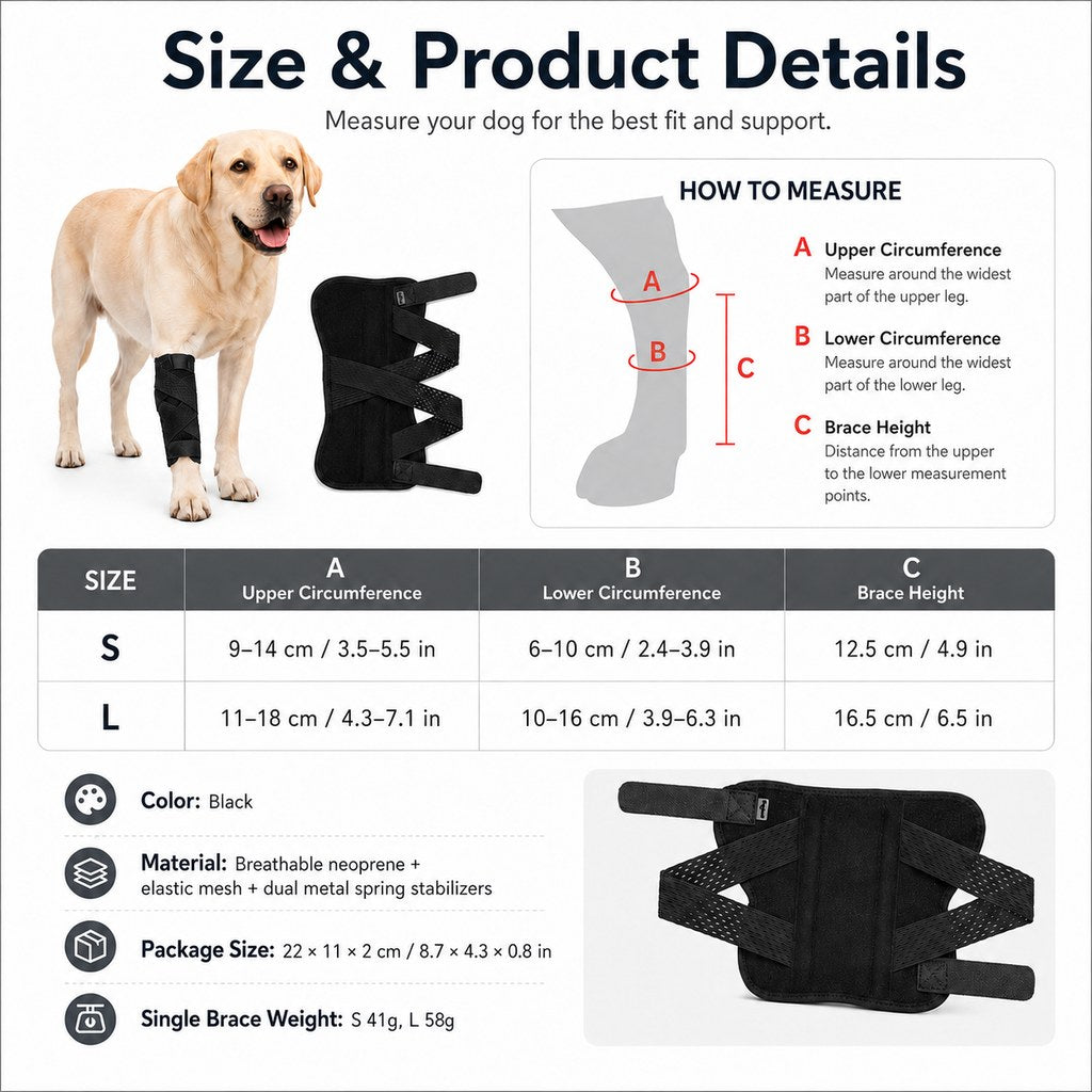 Ortekor Dog Leg Recovery Support Brace for Senior Dogs & Post-Surgery Wound Protection - Adjustable Front & Rear Leg Stabilizer