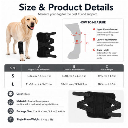 Ortekor Dog Leg Recovery Support Brace for Senior Dogs & Post-Surgery Wound Protection - Adjustable Front & Rear Leg Stabilizer