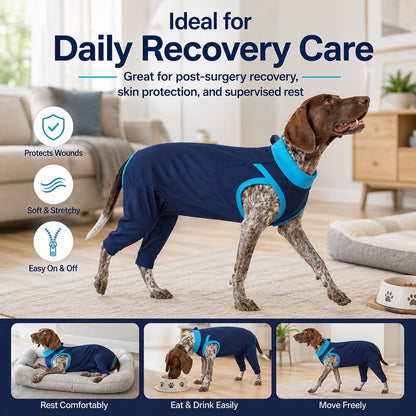 Ortekor Dog Recovery Suit with Rear Leg Coverage - Anti-Lick Cone Alternative