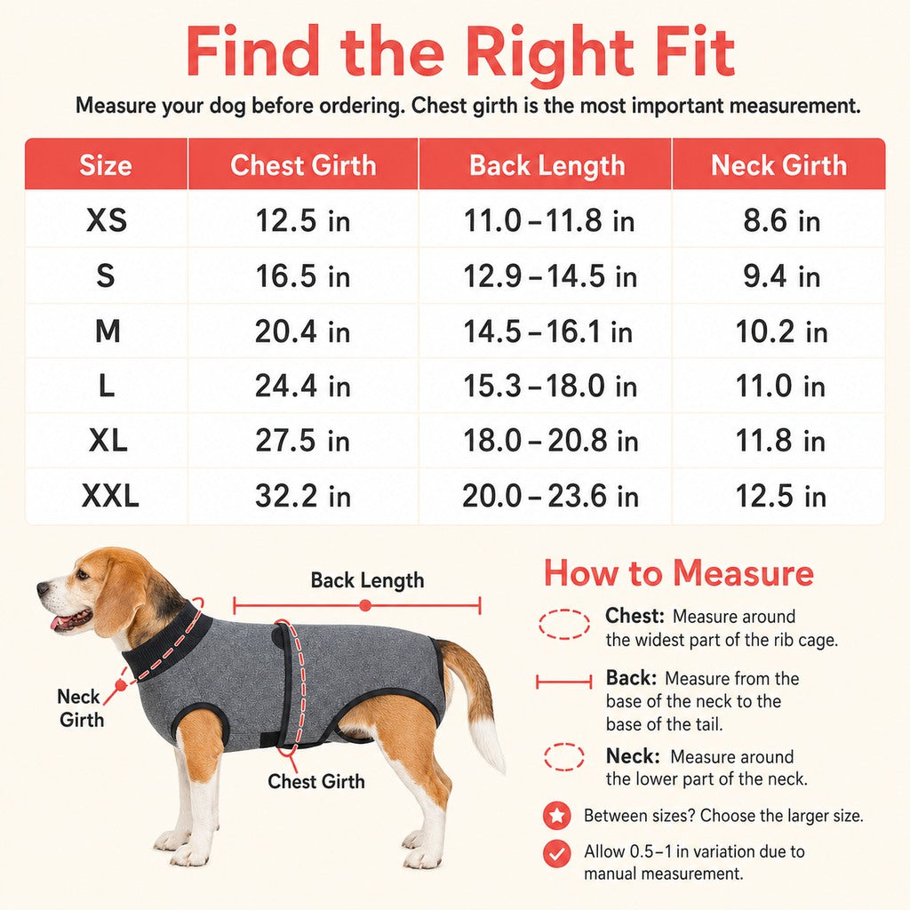 Ortekor Dog Recovery Suit After Surgery - Soft Adjustable Post-Surgery Bodysuit, Comfortable Cone Alternative