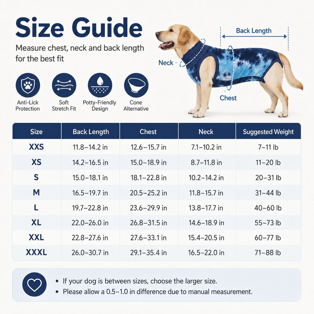 Ortekor Dog Post Surgery Recovery Suit - Soft Anti-Lick Protective Onesie for Spay Neuter Recovery