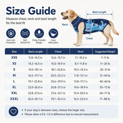 Ortekor Dog Post Surgery Recovery Suit - Soft Anti-Lick Protective Onesie for Spay Neuter Recovery