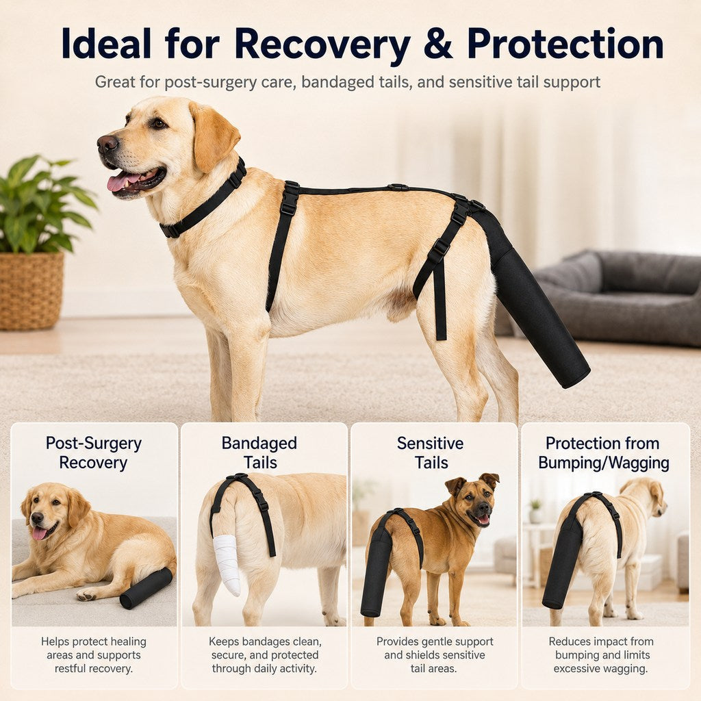 Ortekor Adjustable Dog Tail Protector for Recovery & Daily Walks - Padded Guard for Sensitive Tails