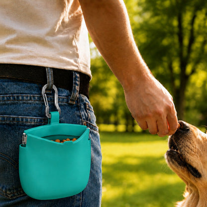 Ortekor Hands-Free Silicone Dog Treat Pouch for Walks & Training - Easy-Clean Reward Bag That Keeps Pockets Mess-Free