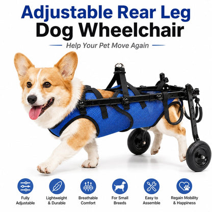 Ortekor Adjustable Rear Leg Dog Wheelchair for Daily Walks - Mobility Support Cart for Small Dogs with Weak Back Legs