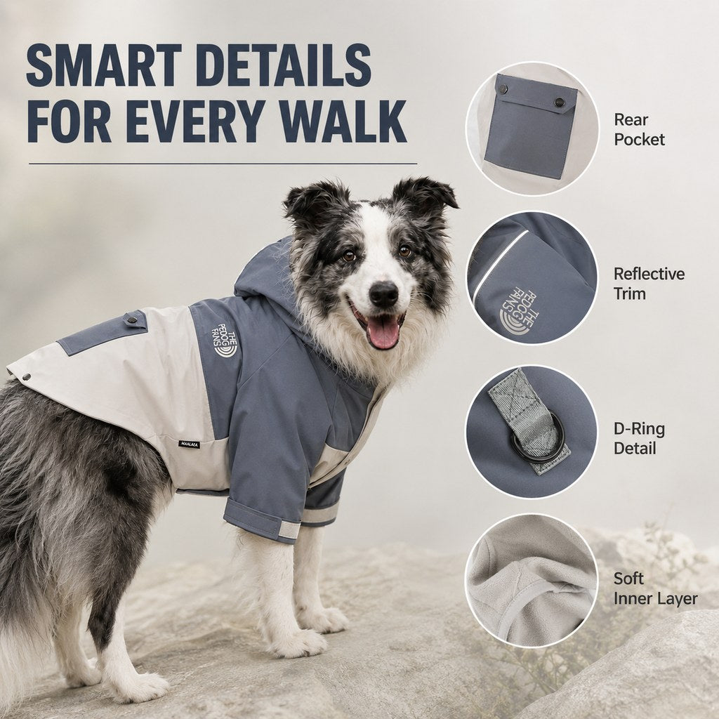 Ortekor Lightweight Water-Resistant Dog Windbreaker – Rain & Wind Coverage for Chilly Walks