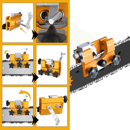 Chainsaw Chain Sharpener with 30-Degree Angle Guide – Anodized Aluminum Tool for All Saw Models – Includes File & Bushings for