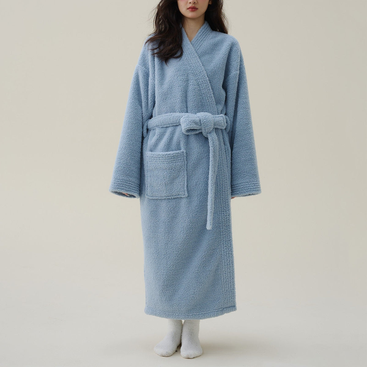 Liora Mens Robe - Plush Flannel Fleece, Kimono Fit