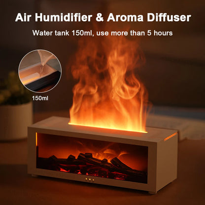 Ultrasonic Cool Mist Diffuser with Simulated Fire Light Effect for Bedroom, Office, Spa & Wellness | Aromatherapy Essential Oil Compatible D
